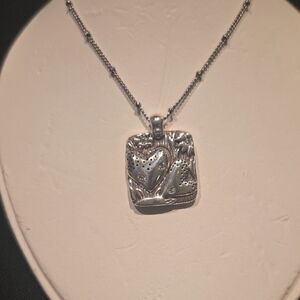 Brighton Silver Heart Square Pendant Necklace - Silver